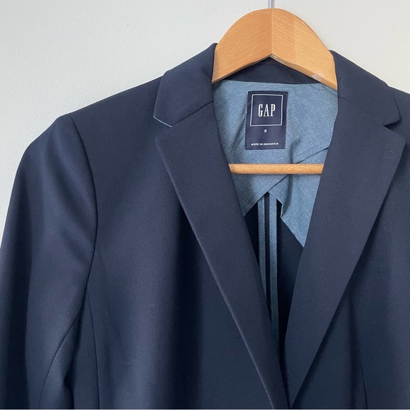 GAP Blazer Jacket Navy Blue Size 0 XS Single Breasted Office Classic - Picture 6 of 6